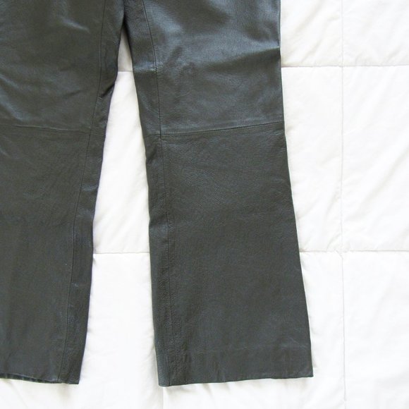 VINTAGE Stylish High Waist Leather Pants in Deep Green Size Medium 28" W SZ 6/8 - Picture 7 of 10